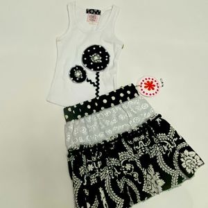Boutique NWT BLAVK AND  WHITE TANK SKIRT SET